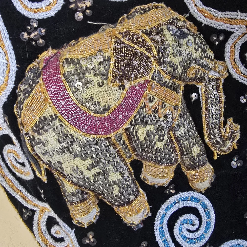 Vintage Carol Horn Workshop 🐘 Elephant 🐘 Vest Embellished Beads Sequins Ethnic